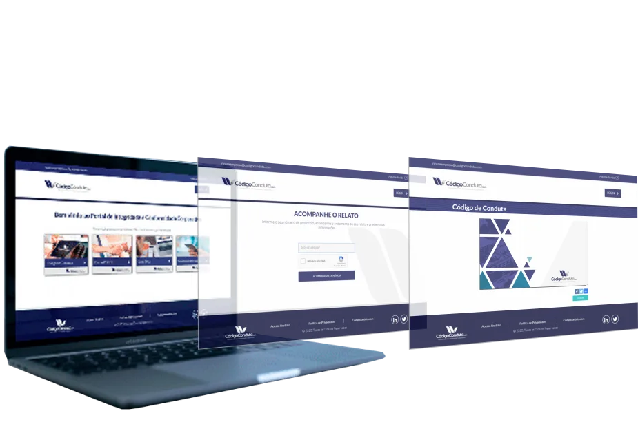 Telas do Sistema de Gestão de Compliance da Código Conduta